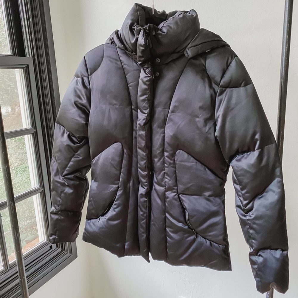 CALVIN KLEIN Women's Black Quilted Faux Fur Lined Down Puffer Hooded Jacket sz S